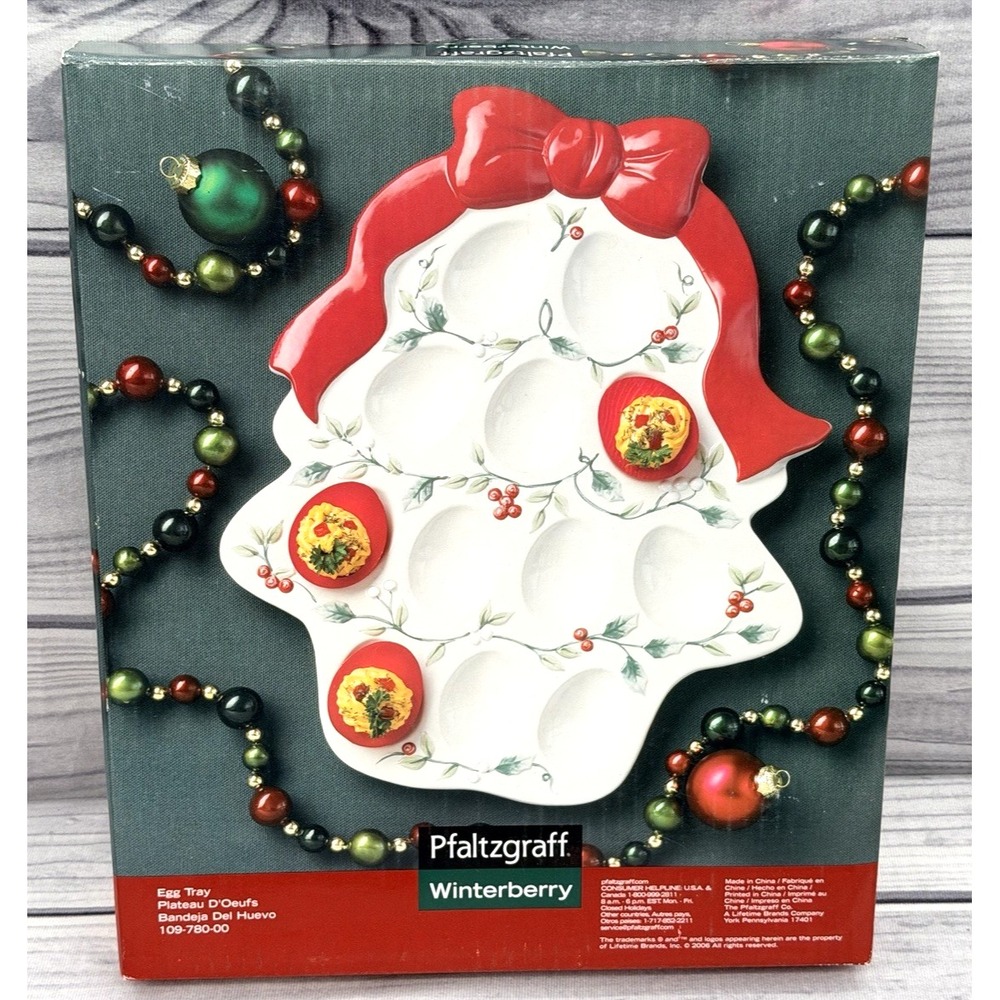 PFALTZGRAFF WINTERBERRY DEVILED EGG TRAY PLATTER - NEW IN BOX